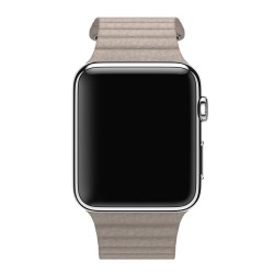 Apple Watch 42mm Stainless Steel Case Stone Leather Loop (MJ432-442)