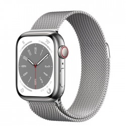 Apple Watch Series 8 45mm GPS + LTE Silver Stainless Steel Case with Silver Milanese Loop (MNKJ3)