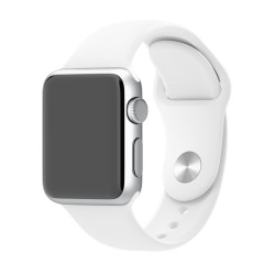 Apple Watch 38mm Stainless Steel Case White Sport Band (MJ302)