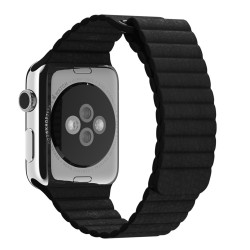 Apple Watch 42mm Stainless Steel Case Black Leather Loop (MJYN2)