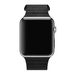 Apple Watch 42mm Stainless Steel Case Black Leather Loop (MJYN2)