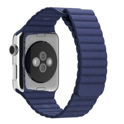 Apple Watch 42mm Stainless Steel Case Bright Blue Leather Loop