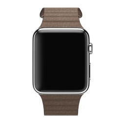 Apple Watch 42mm Stainless Steel Case Light Brown Leather Loop (MJ402-422)