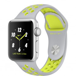 Apple Watch Nike+ 38mm Silver Case with Flat Silver/Volt Nike Sport Band MNYP2